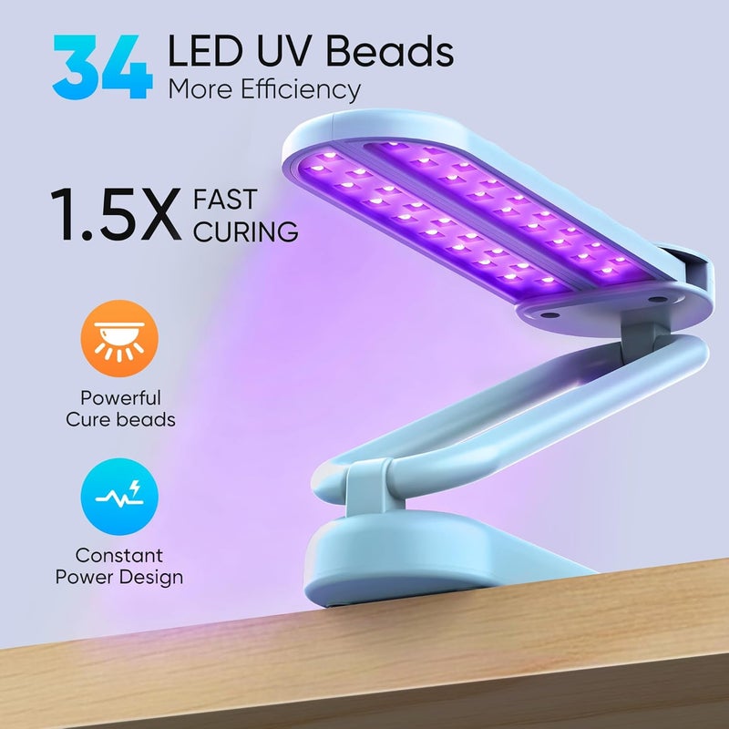 PPESULK Store Cordless UV Light for Resin Curing, Rechargeable Fast UV Light with 34 Beads and LCD Timer Display, Foldable Resin Curing Machine for Resin Molds, DIY Crafts, Jewelry Making(Blue) - Image 2